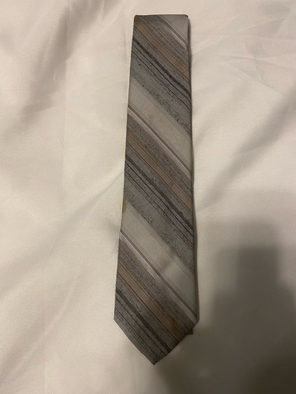Striped Men's Tie in Gray and Brown